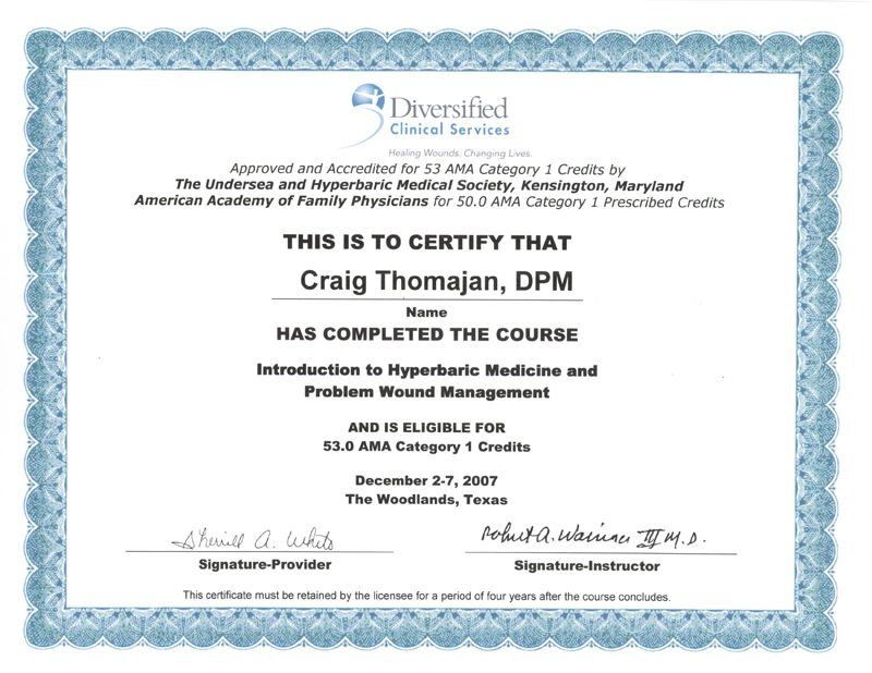 Hyperbaric Medicine and Problem Wound Management