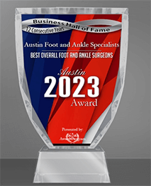 Logo Recognizing Austin Foot and Ankle Specialists's affiliation with Business Hall of Fame 2023